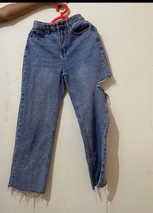 Blue flared denim jeans