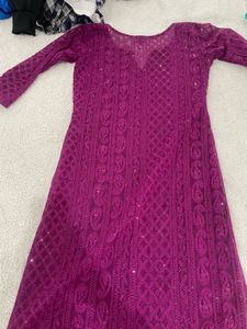 Purple Embroidered Kurta