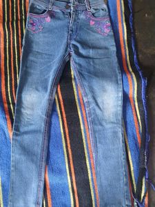 Girls' Embroidered Denim Jeans