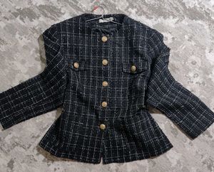 Tweed Style Jacket with Gold Buttons