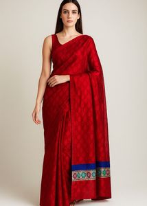 Elegant Red &amp; Blue Saree
