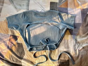 Cute Blue Tie Back Top