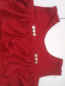 Crimpson Red Coloured Off Shoulder Party Wear ❤.. With Free Cute Gifts ...