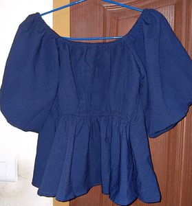 Navy Peplum Blouse