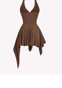 Brown Halter Mini Dress