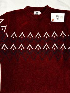 Stylish Maroon Patterned Sweater