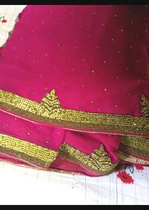 Pink Embellished Saree