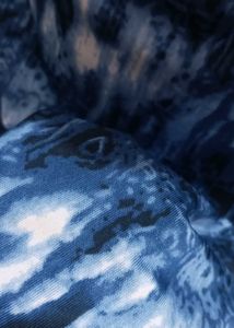 Blue Tie-Dye Dress with Black Trim