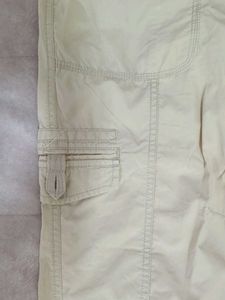 Beige Cargo Capri Pants