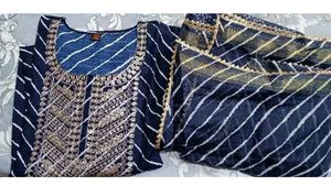 Elegant Blue Striped Kurta Set