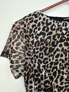 Leopard Mesh Maxi Dress
