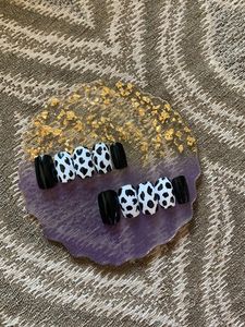 Black Cow Print Press On Nails