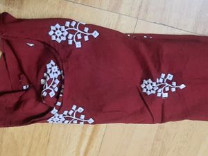 Mahroon Kurta Chiken Kari Work