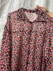 Sheer Floral Print Oversized Shirt