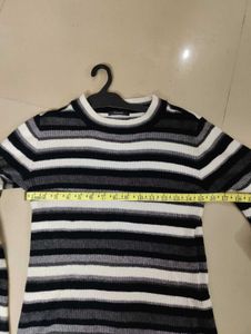 Striped Knit Pullover Sweater