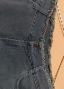 Gray Frayed Hem Jeans