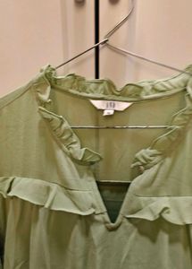 AND Green Ruffle Blouse - XL