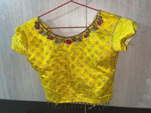 Yellow Embroidered Designer Blouse