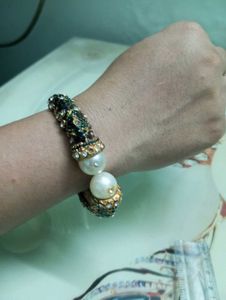 Pearl &amp; Rhinestone Bangle