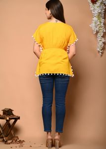RiTSU Yellow Pom-Pom Kaftan Top
