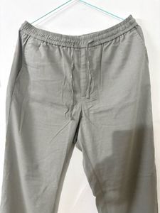 Stretchable Waist Greenish Grey Pants