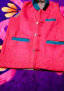 Pink &amp; Gray  Accent Nehru Vest