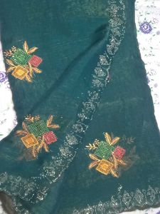 Elegant Green Embellished Saree