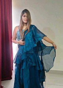Elegant Teal Layered / Ruffle Lehnga Dress