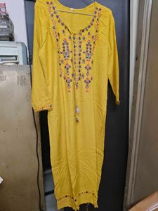Yellow Embroidered Kurta
