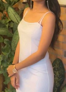 Square Neck White Maxi Dress (S)