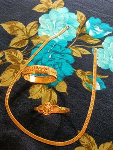 gold plated chain and bangle with bracelet