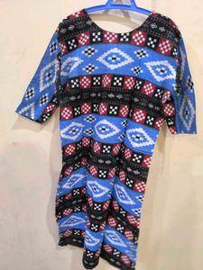Blue, black and red Sambalpuri design kurti
