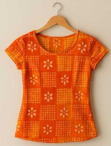 Orange Tie-Dye Printed Cotton Top