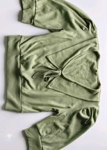 Cute Green Tie-Front Crop Top