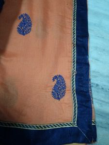 Orange With Blouse Border Saree