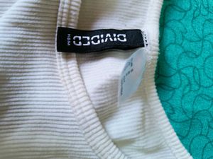 H&amp;M White Ribbed Cropped Tank