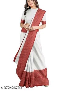 Begumpuri Red White Saree