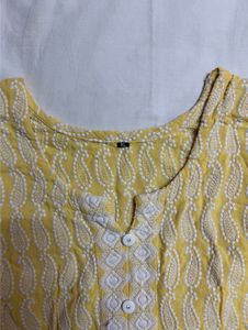 Chikankari Yellow Kurti 💛