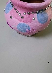 Hand Painted Pink Flower Pot