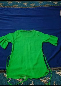 Green Button-Down Shirt Themed Top