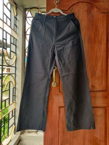 High Waist Wide Leg Twill Pant