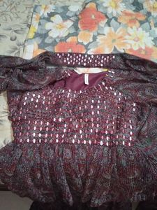 Paisley Print Maroon Tunic Top