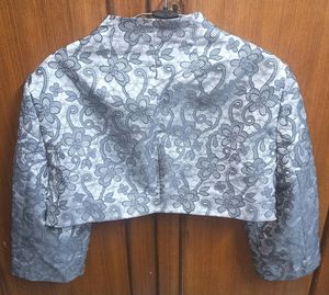 Gray Partywear Crop Jacket