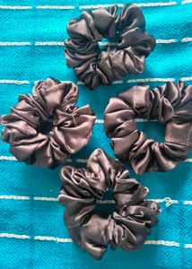 Satin Hair Scrunchies - Set of 4