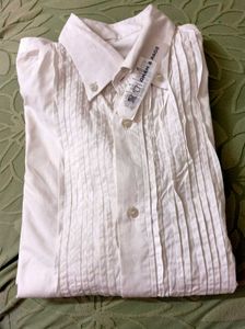 Mens White Designer Button Down Shirt