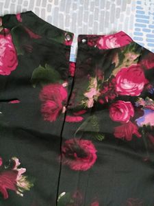 Black Floral Printed Fit And Flare Dress