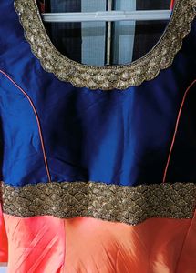 Heavy Embroidered Mulberry Silk Full Flared Gown