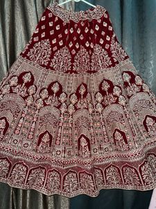 Maroon Velvet Lehenga Choli Set