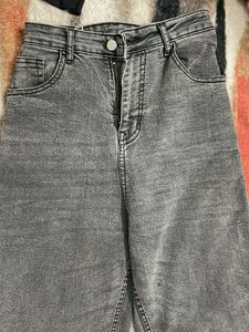 Gray Frayed Hem Jeans