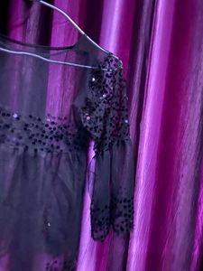 Black Net Sequins Top